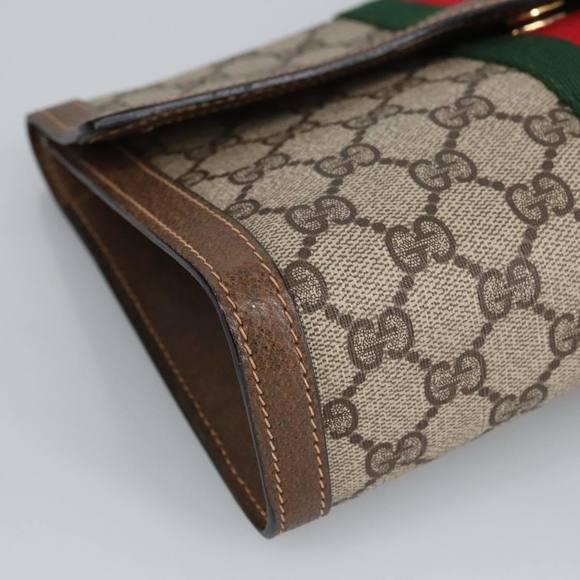 GUCCI GG Supreme Web Sherry Line Clutch Bag Beige 41 014 3087 25 Auth bs19581 - Picture 14 of 16